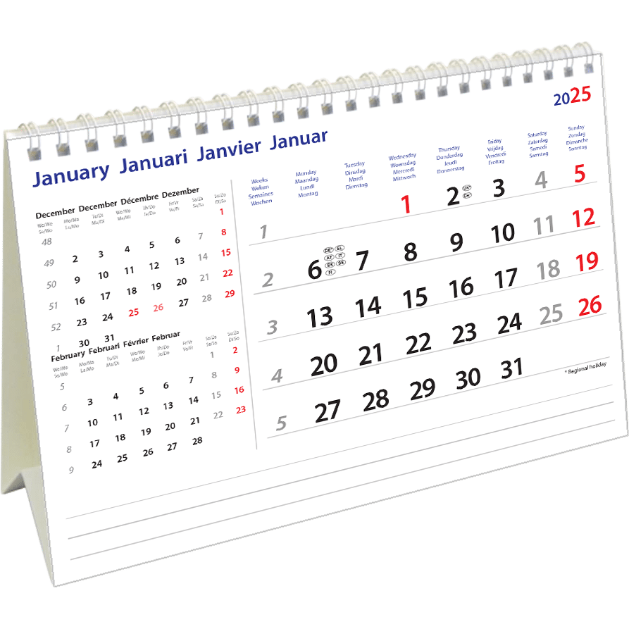 Calendrier de bureau International 2025