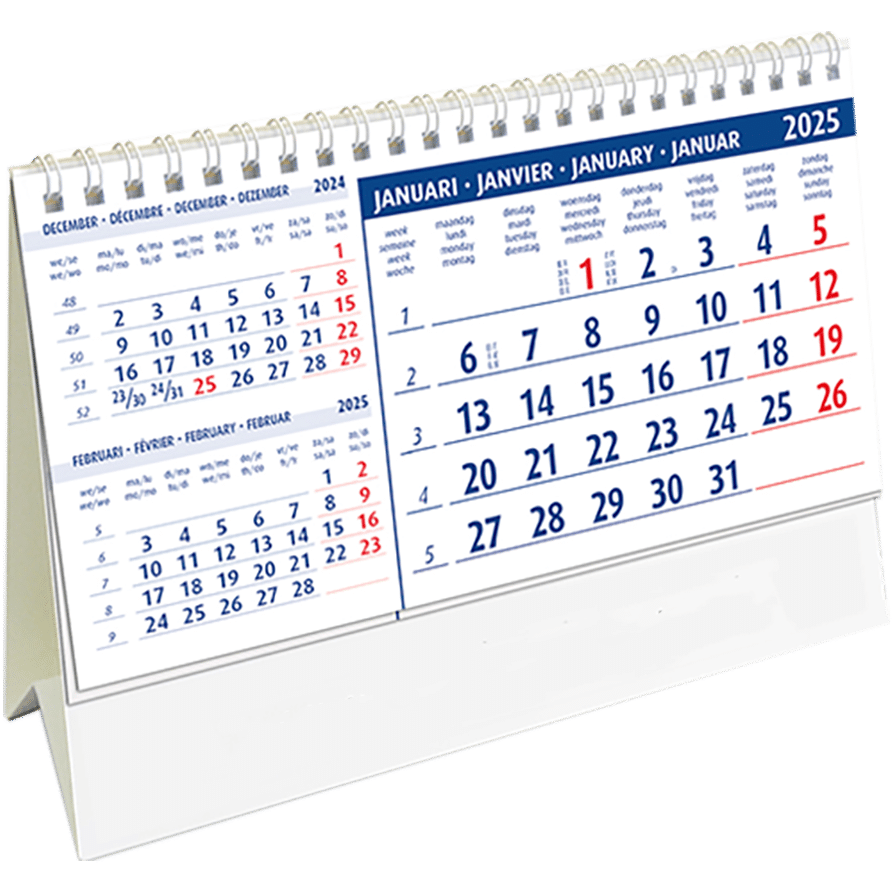 Calendrier de bureau Belgium 2025