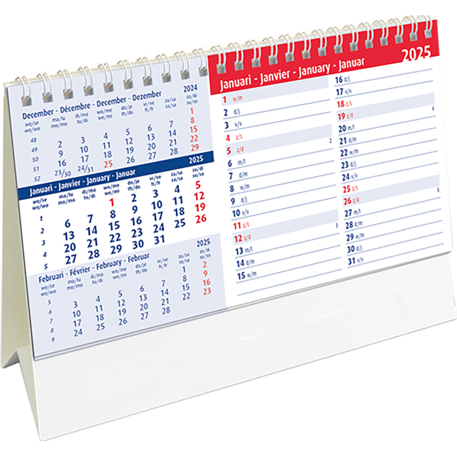 Calendrier de bureau Belgium Memo 2025