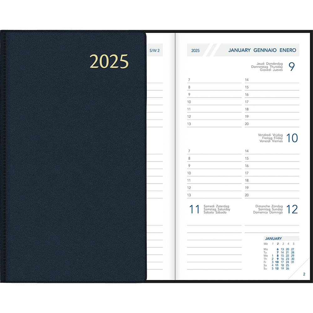 Agenda de poche Visuplan 2025 relié bleu
