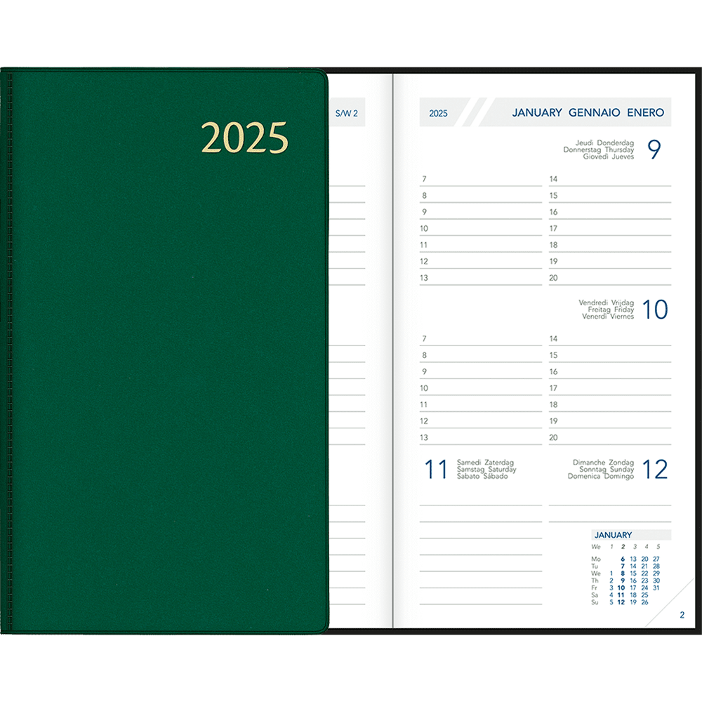 Agenda de poche Visuplan 2025 relié vert