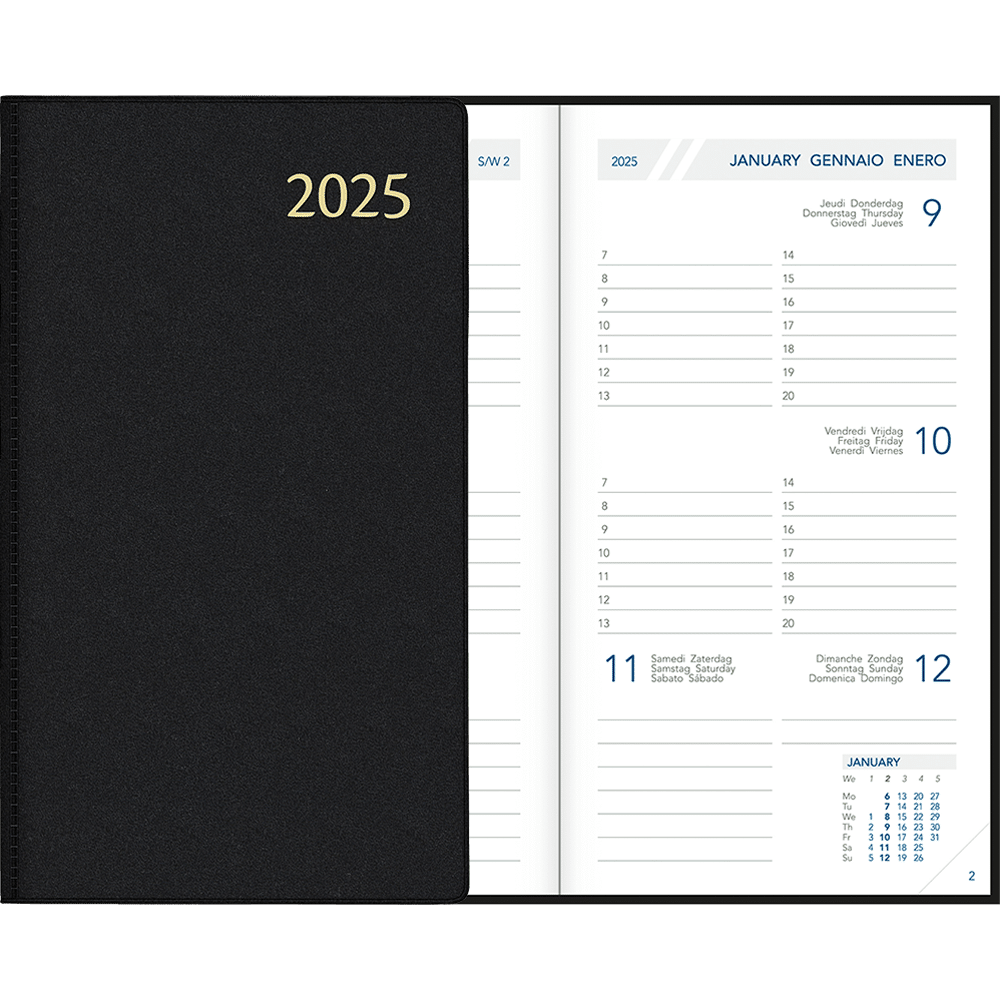 Agenda de poche Visuplan 2025 relié noir