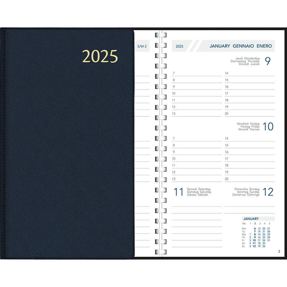 Agenda de poche Visuplan 2025 spirale bleu