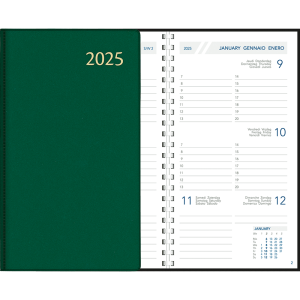 Agenda de poche Visuplan 2025 spirale vert