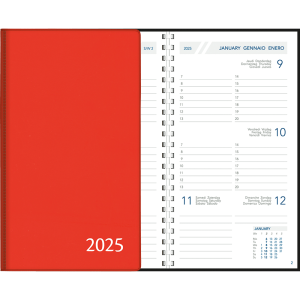 Agenda de poche Visuplan 2025 spirale rouge